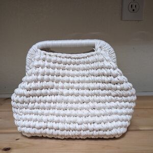NEW Crochet Metallic Leather Rafia Clutch Bag